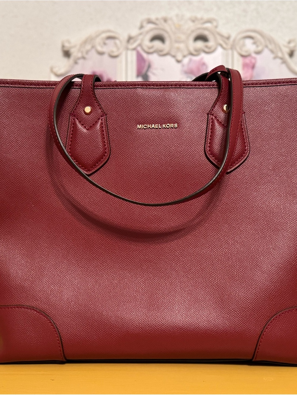Michael Kors Red-Burgundy Leather Tote